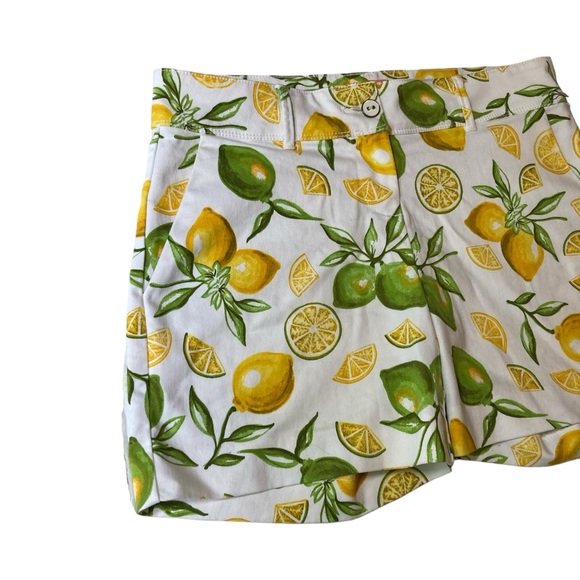 Isaac Mizrahi Lemon Lime Citrus White Green Yellow Shorts Size 6 - Picture 3 of 5